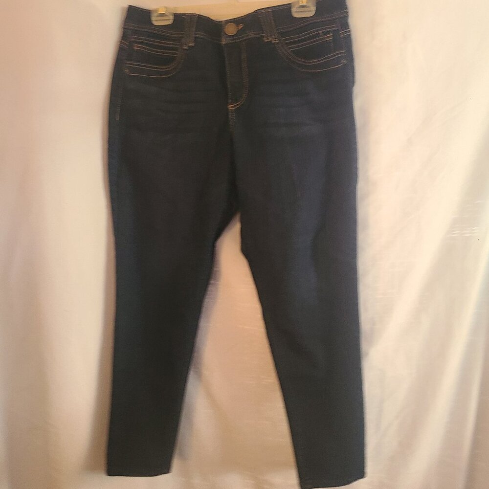 Democracy Jeans Women's Size 14 Dark Wash AB Technology Denim Skinny Mid Rise